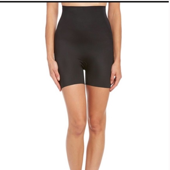 SPANX Slimplicity High Waist Mid Thigh Shaper Shapewear Shorts Size Small Black - Picture 2 of 8